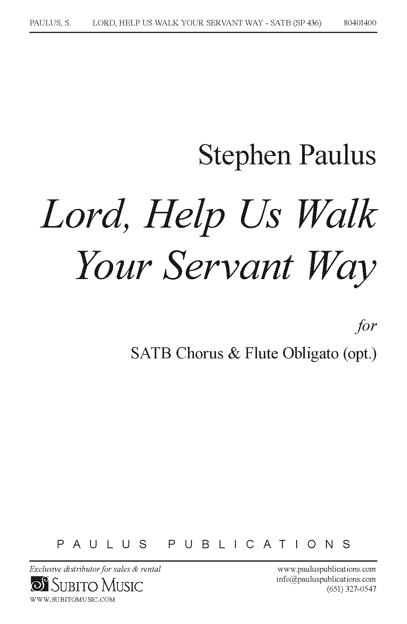 Lord, Help Us Walk Your Servant Way for SATB Chorus, opt. Flute - Click Image to Close